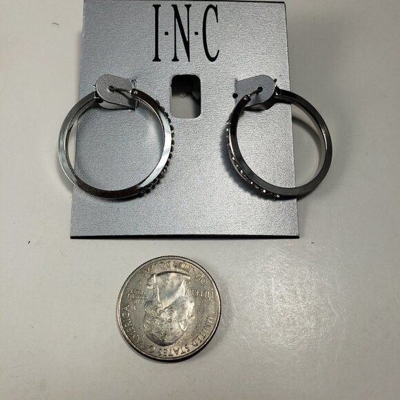 INC Silver-tone Sparkling Crystal Hoop Earrings - Women's Fashion Jewelry - Picture 6 of 6